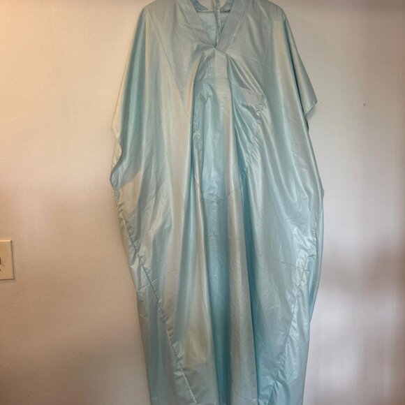 Robe Kaftan en Satin Vert D'eau - Picture 2 of 3